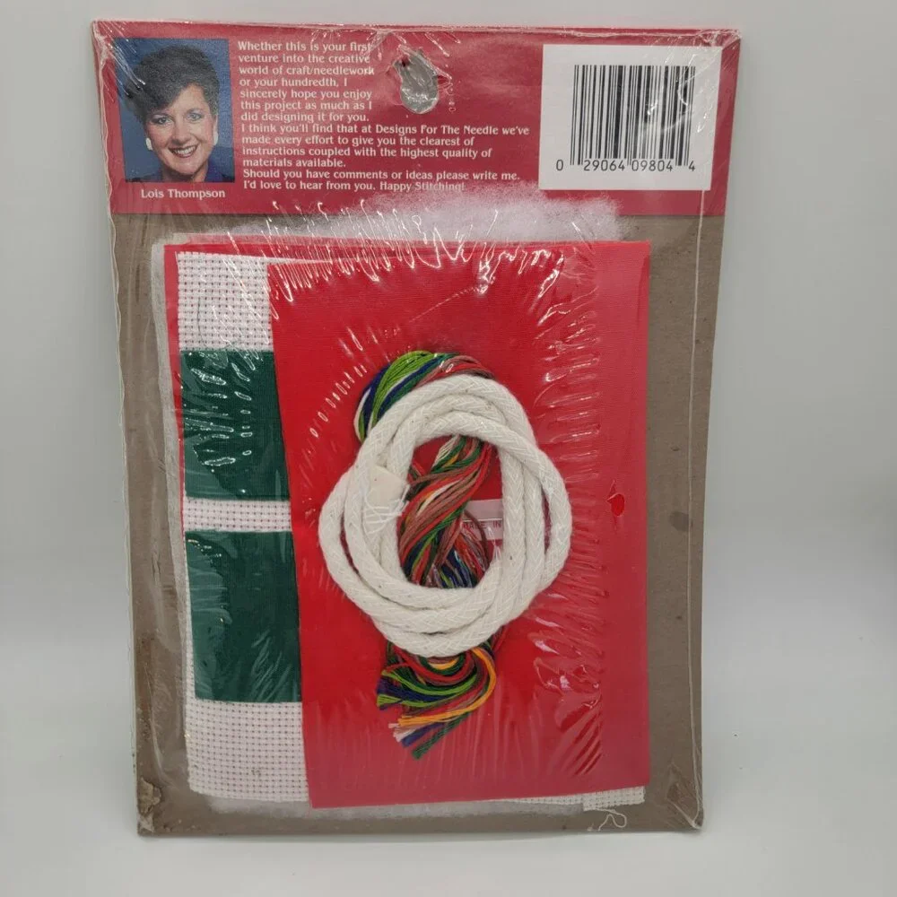 Vintage Counted Cross Stitch Christmas Bear Sock Stocking #9804 DMC Designs Gift - Picture 2 of 12
